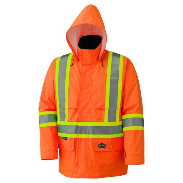 Woolwich - Hi-Viz Orange 150D Lightweight Waterproof Safety Jacket with Detachable Hood Thumbnail